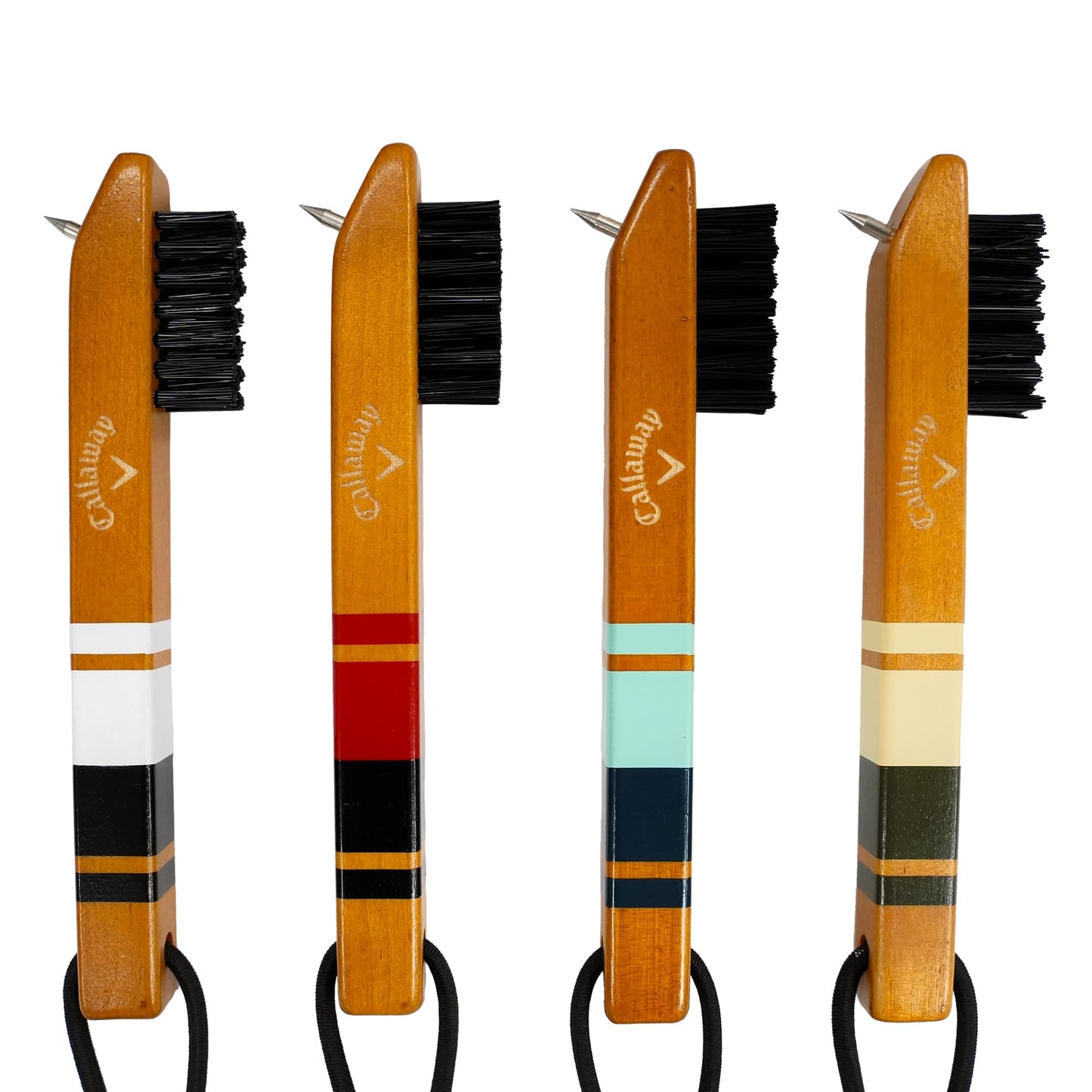Callaway Heritage Wood Golf Club Brush with Groove Cleaner, Green/Ivory