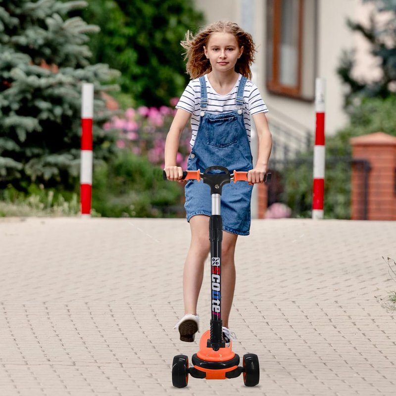 3-Wheel Kick Scooter for Kids & Teens | Extra Wide Deck, 4 Adjustable Heights, Foldable Handlebar, LED Lights