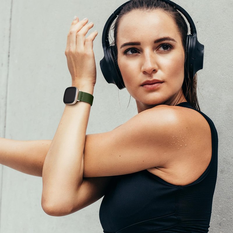 Maledan Elastic Band Compatible for Fitbit Versa 4/ Sense 2/ Versa 3/ Fitbit Sense Bands Men and Women, Adjustable Stretchy Wristband for Fitbit Versa 3 Watch and Fitbit Sense Smartwatch Accesories