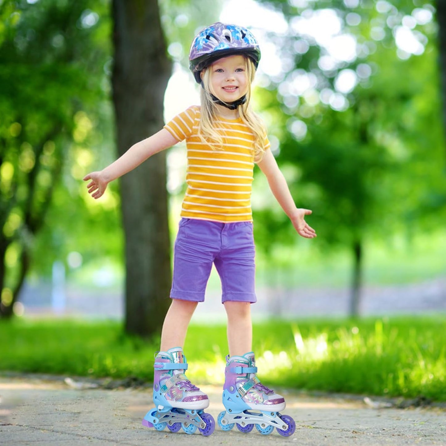 Kids Inline Skates for Girls and Boys -Purple Blades Roller for Kids Age 4 5 6 7- Adjustable All Light up Wheels Indoor Outdoor Sports Birthday Gift for Son and Grandson