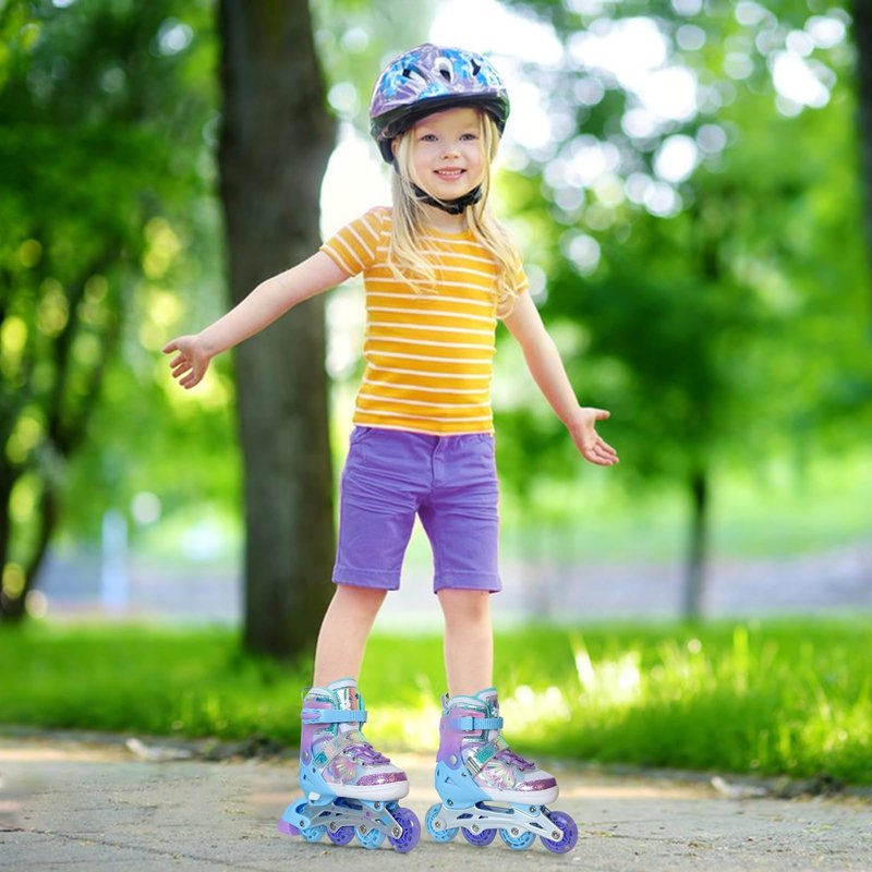 Kids Inline Skates for Girls and Boys -Purple Blades Roller for Kids Age 4 5 6 7- Adjustable All Light up Wheels Indoor Outdoor Sports Birthday Gift for Son and Grandson