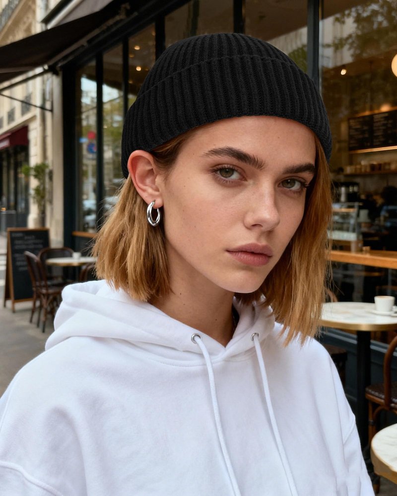 Simapu Wool Fisherman Beanies for Men Women, Short Knit Fall Winter Warm Beanie, Watch Cap, Cuffed Trawler Hats, Skull Caps Black
