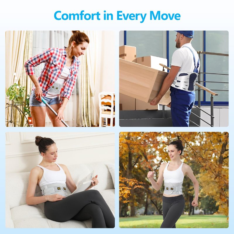 BLACKYEW Lower Back Brace for Women and Men - Adjustable Lumbar Back Brace, Full Support Lumbar Brace, Ergonomic Design & Soft Breathable 3D Knit Material, for Sciatica Scoliosis Posture, Ideal for Work Lifting (M)