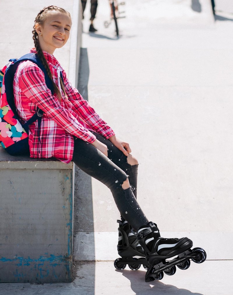 Adjustable Inline Skates for Kids and Adults – Color Gradient Roller Skates with Full Light-Up Wheels Girls, Boys (Ages 5-8, 8-12), Youth, Men, and Women – Indoor & Outdoor Use