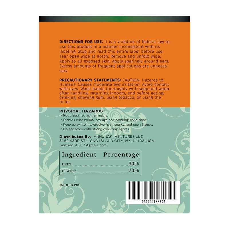 Insect Repellent Wipes β 30 Individually Wrapped Wipes with 30% DEET β Mosquito Repellent & Tick Protection β Up to 8 Hours β Alcohol-Free & Fragrance-Free