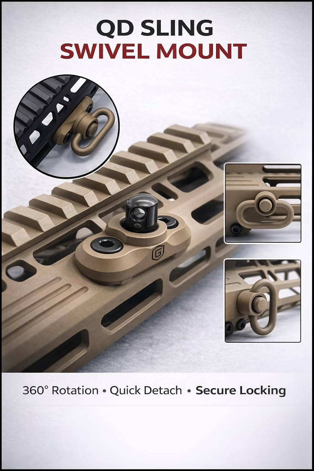 MLOK 5-Slot Mount Kit - 2-Piece Push Button Set with Screws & Allen Wrench | Tactical Accessories