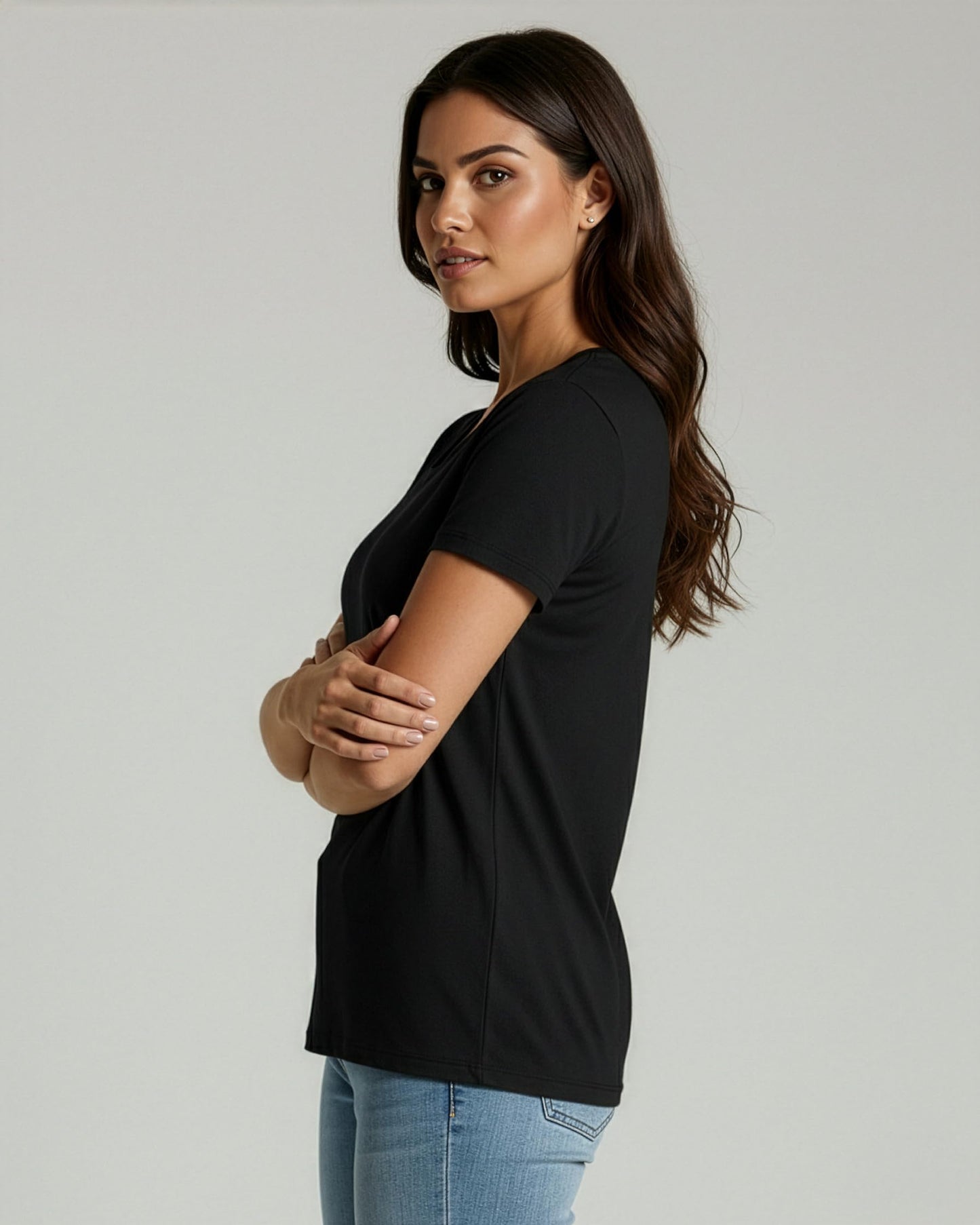 Real Essentials 4 Pack: Women's Cotton Short Sleeve T-Shirt - Casual Scoop Crew Neck Tops Tee (Available in Plus Size)
