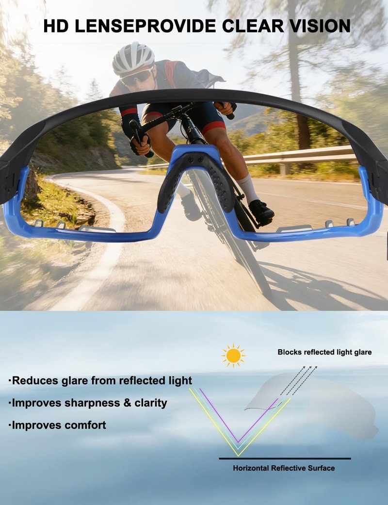 Xiyalai Cycling Sunglasses for Men Women - Sports Sunglasses for Running Baseball Softball Bike UV400 Protection.