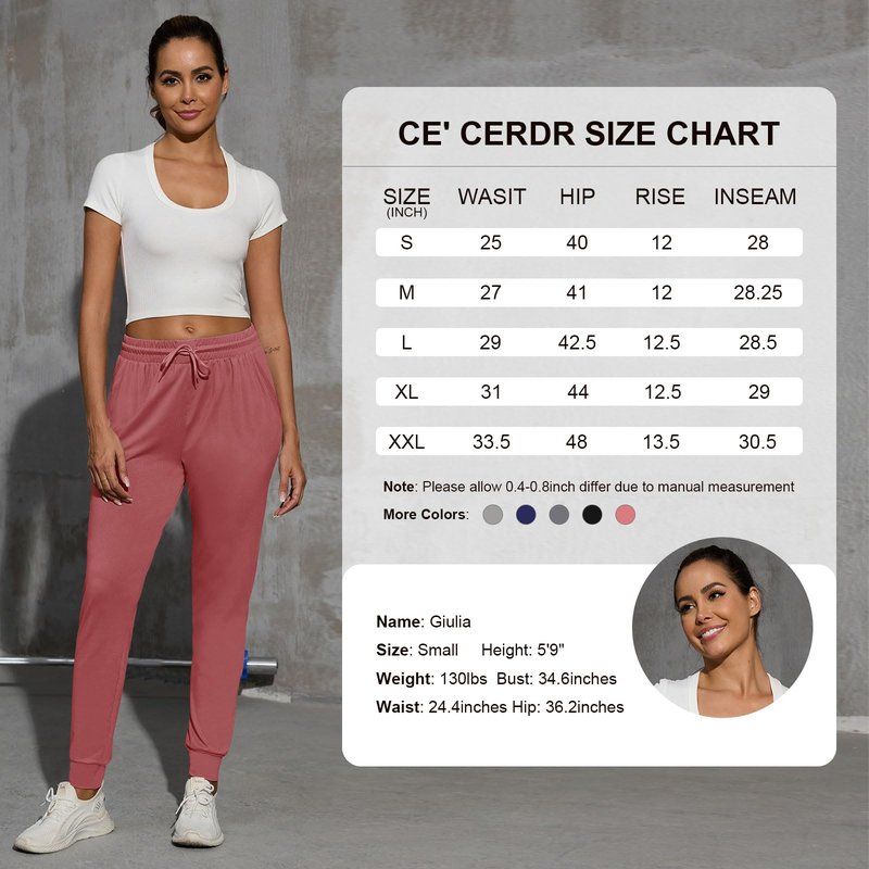 CE' CERDR 3/1 Pack Lightweight Joggers for Women with Pockets Drawstring Athletic Sweatpants for Workout Yoga Running