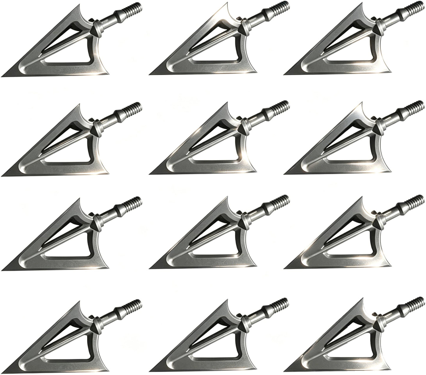 JIANZD 12pcs Hunting Archery Broadhead 125 Grain,420 Stainless Steel Fixed Blade Broadhead Arrow Tips Archery Arrowhead for Crossbow and Compound Bow