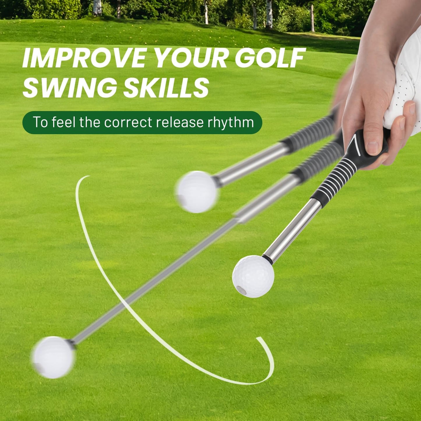 JwKenta Retractable Golf Swing Trainer, Golf Grip Trainer for Warm-ups, Indoor Practice, Right-Handed Golf Clubs, Golf Accessories - Strength and Tempo Training for The chip Shot