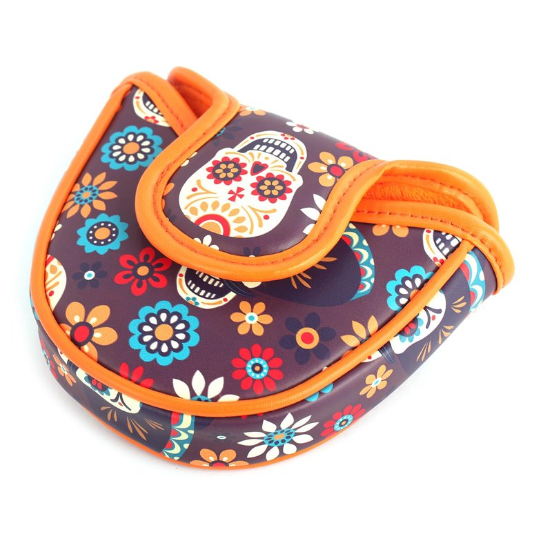SHABIER Golf Large Mallet Headcover with Sugar Skull Design for Golf Putter Head Cover