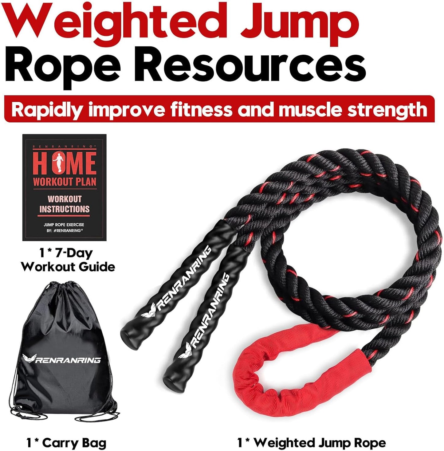 Weighted Jump Rope - Heavy Skipping Rope for Fitness | 3lb, 4lb, 5lb Options for Strength & Muscle Building
