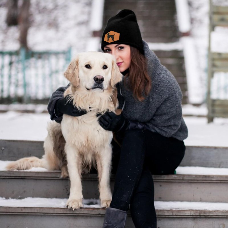 Lussues Nee Labrador Beanie Hat for Men Women, Warm Winter Knit Cap for Dog Lover Black