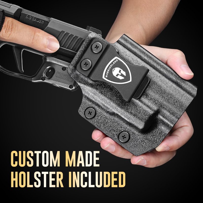 WARRIORLAND Red Laser Sight Fit P365X-Macro with Kydex Holster, First Red Beam Sight with Power Indicator, P365 X Macro Laser with IWB Holster Right Hand, WLS-109 w/ P365X Macro Holster