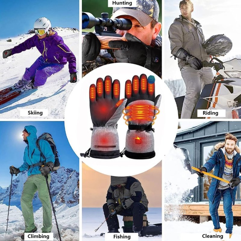 Heated Gloves for Men Women, Rechargeable Hand Warmer with Touchscreen, Waterproof Electric Heated Ski Glove for Winter Outdoor Work Hunting Camping Snowboarding Hiking