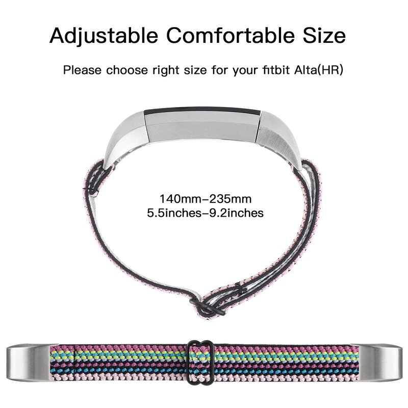 Adjustable Elastic Bands Compatible with Fitbit Alta/Alta HR, Soft Stretchy Nylon Sports Breathable Replacement Wristbands for Women Men (Colorful Boho)