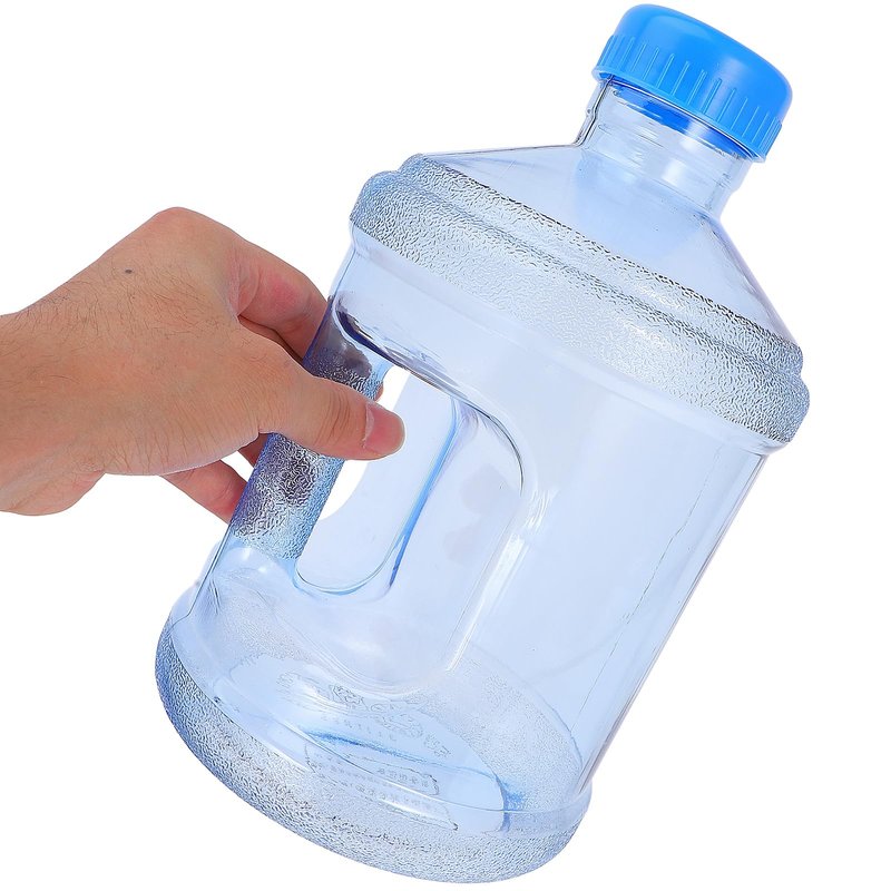POPETPOP Outdoor Water Jug 3 Liter Transparent Plastic Water Container with Handle and Large Mouth for Camping Hiking Car Use