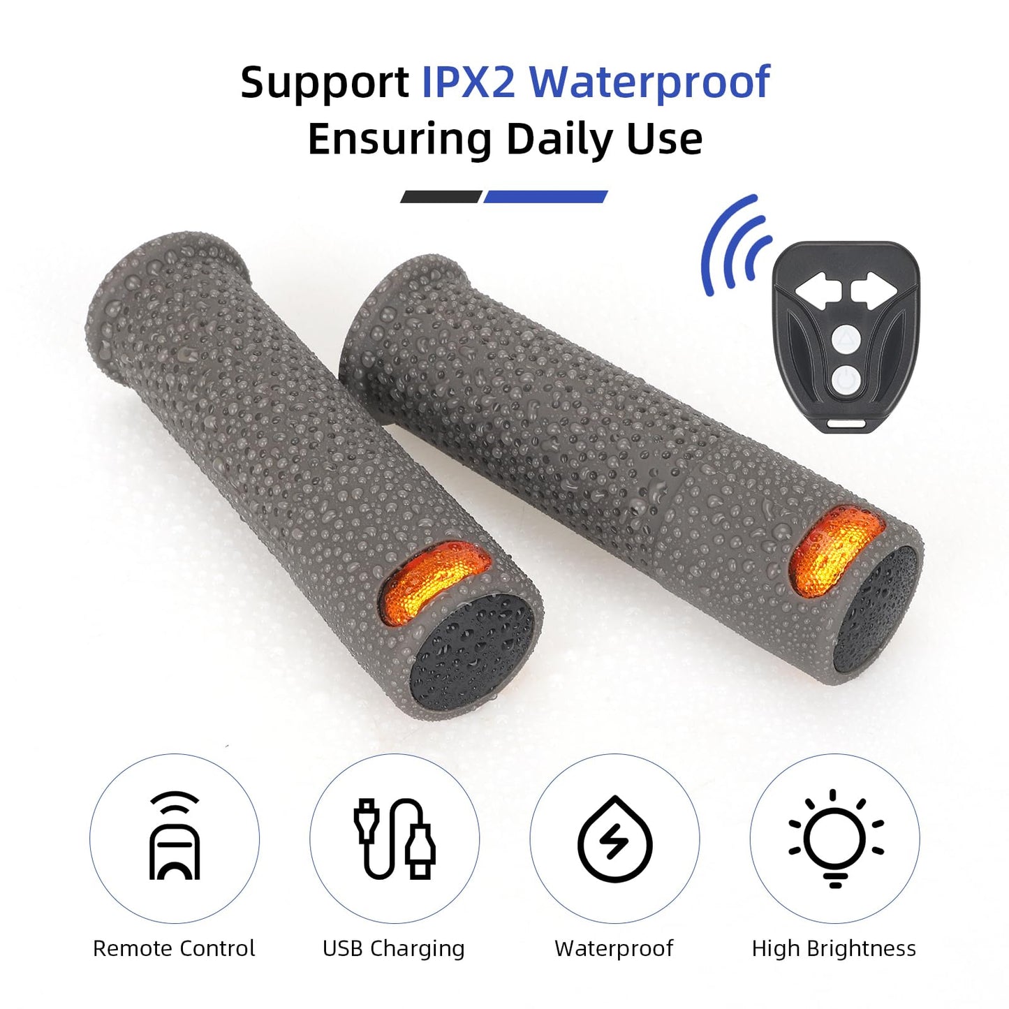 ulip E Scooter Turn Signal, USB Rechargeable Scooter Handle Grips,Smart Handlebar Warning Light with Remote Control, Waterproof Compatible with XIAOMI M365/Pro2/1S Ninebot G30/ES1/ES2/ES4