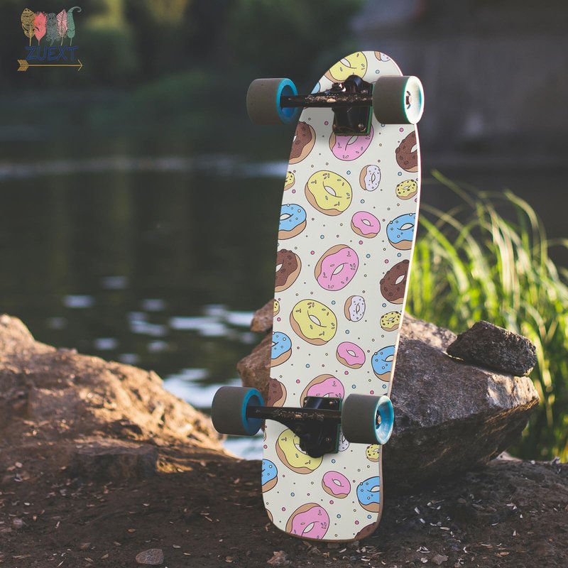 ZUEXT 9" x 33" Skateboard Grip Tape, 2Pack Donut Waterproof Longboard Grip Tape, Bubble Free Non Slip Scooter Griptape for Rollerboard Stairs Pedal Wheelchair Step (23x84cm)