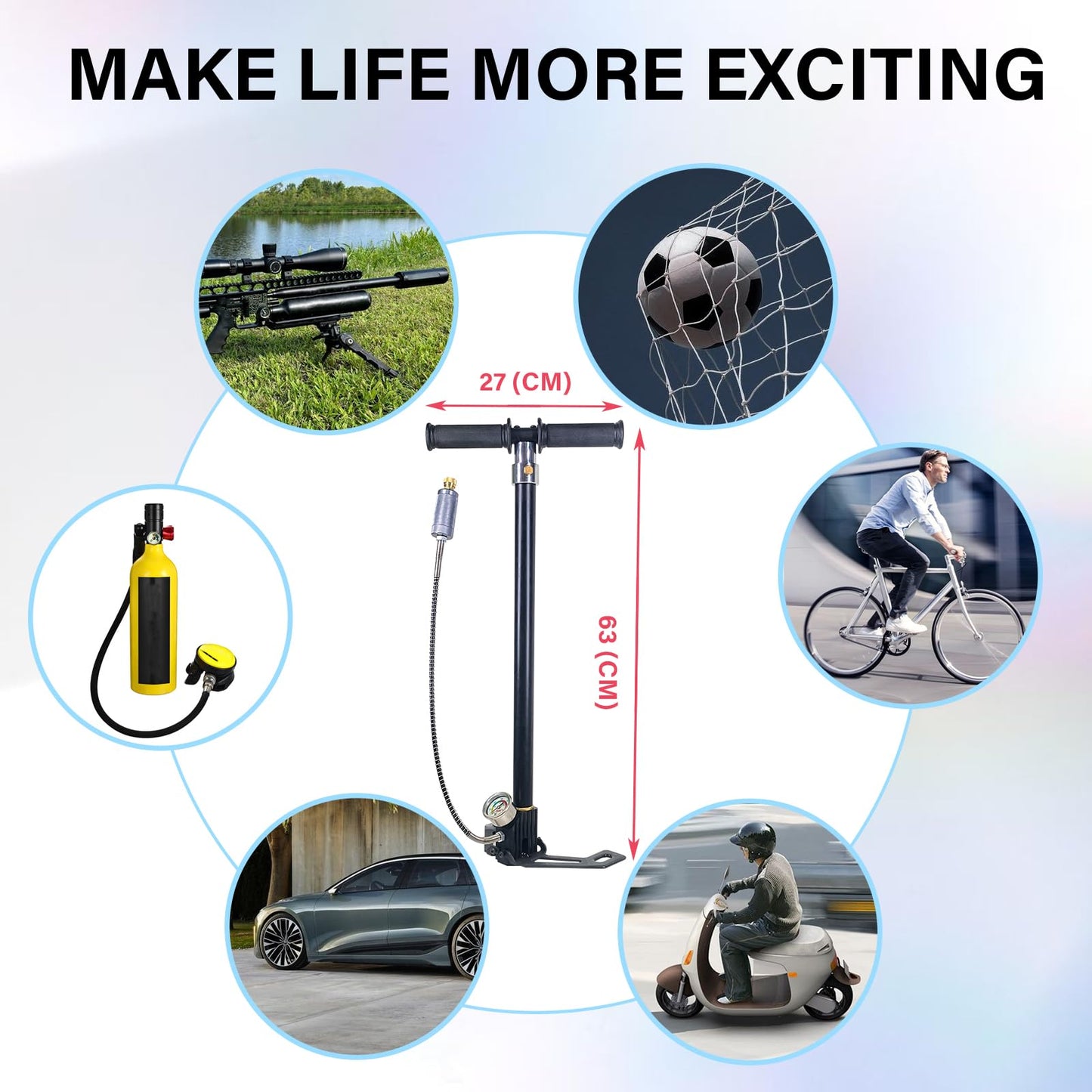 NDCYJG PCP Air Pump High Pressure Hand Pump 4500Psi 4 Stage Airgun Pump 30MPA Air Rifle Filling Stirrup Pump