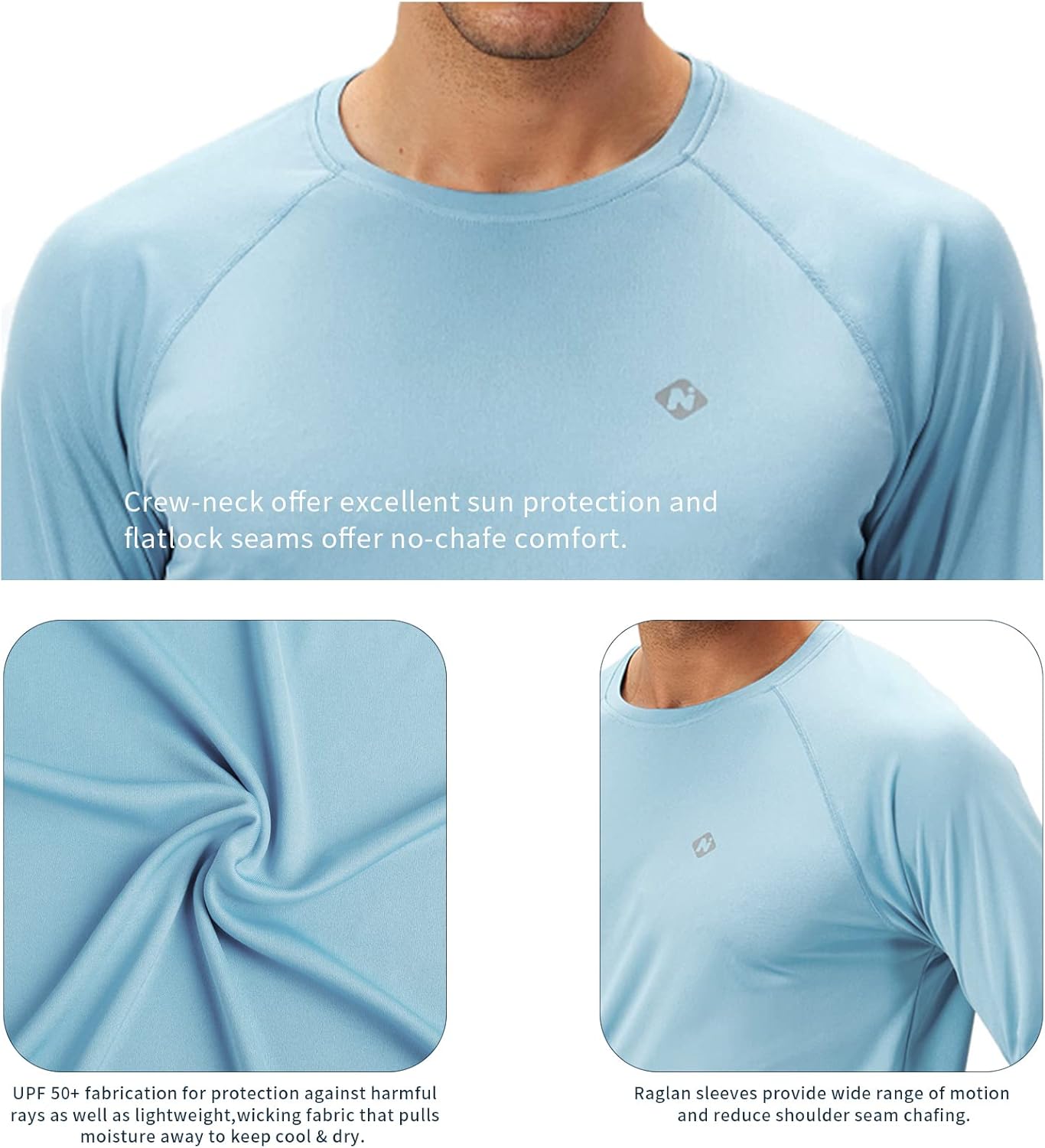 NAVISKIN Men's Rash Guard - UPF 50+ Sun Protection Long Sleeve Quick-Dry Shirt | Lightweight & Comfortable