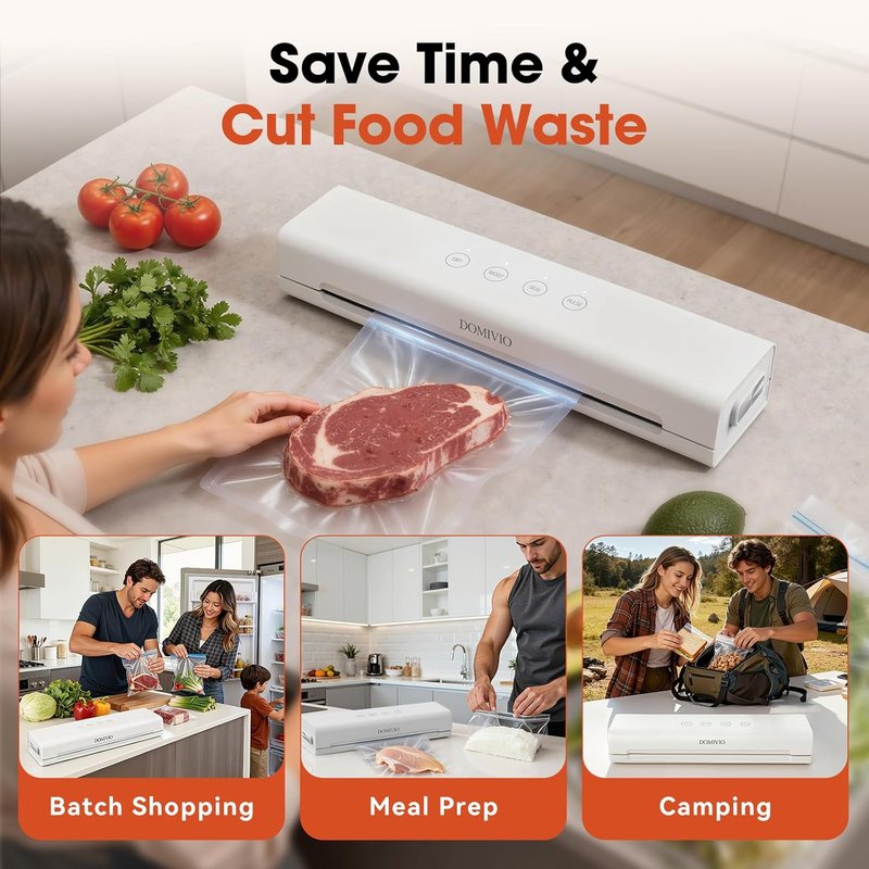 Vacuum Sealer Machine for Food - 4-in-1 Functions, Quick Sealing, 20 Vacuum Bags (20x30cm) | Compact Design for Home Use