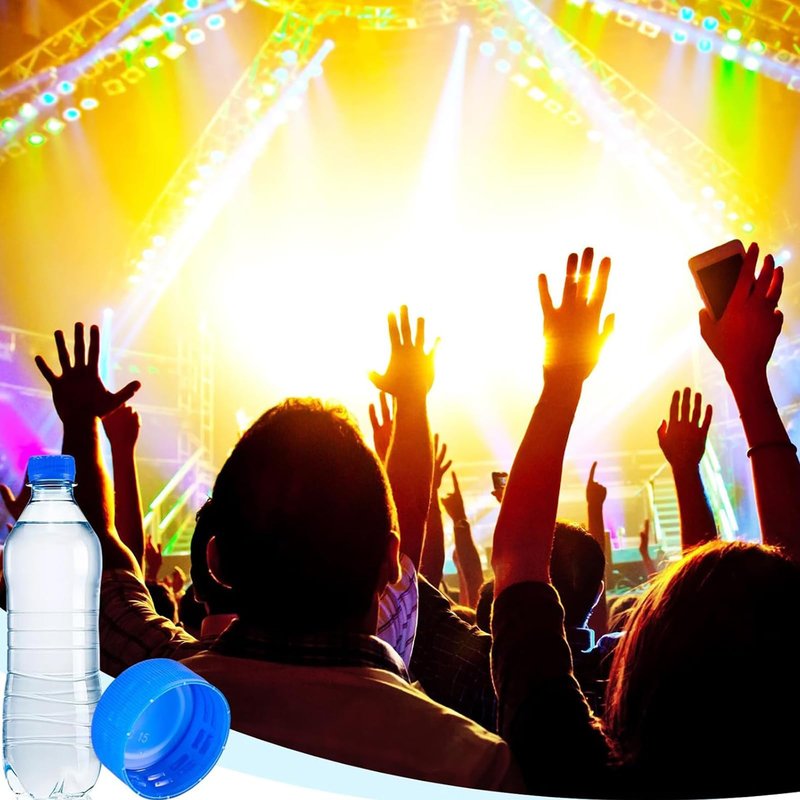 Dandat 60 Pcs Water Bottle Caps Plastic Screw Lids 28mm Leak Free Reseal Caps for Drink Concerts Sports Festivals (White, Blue)