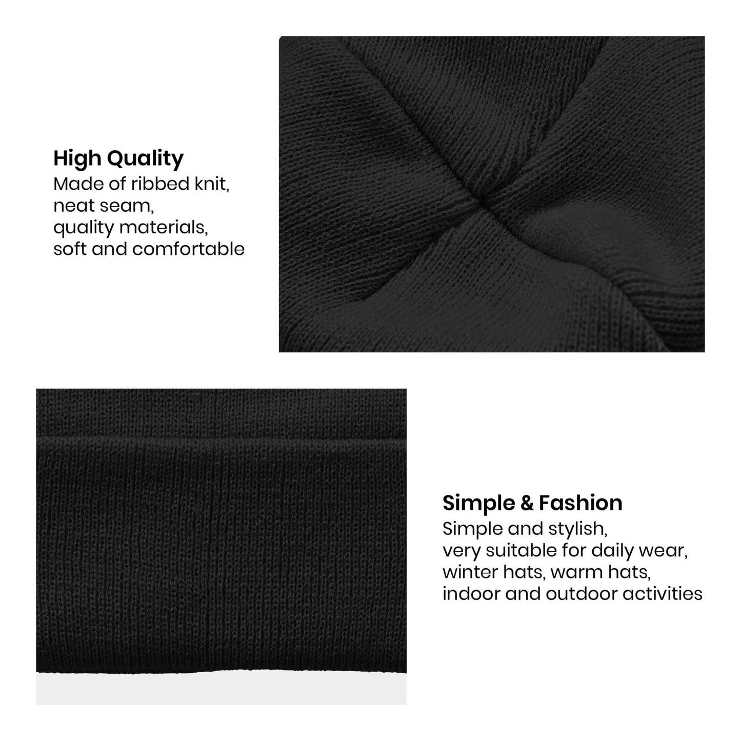 Goth Spooky Horror Demon Devil Horned Embroidery Beanie Black Knit Hat for Men Women, Casual Skull Knit Cap