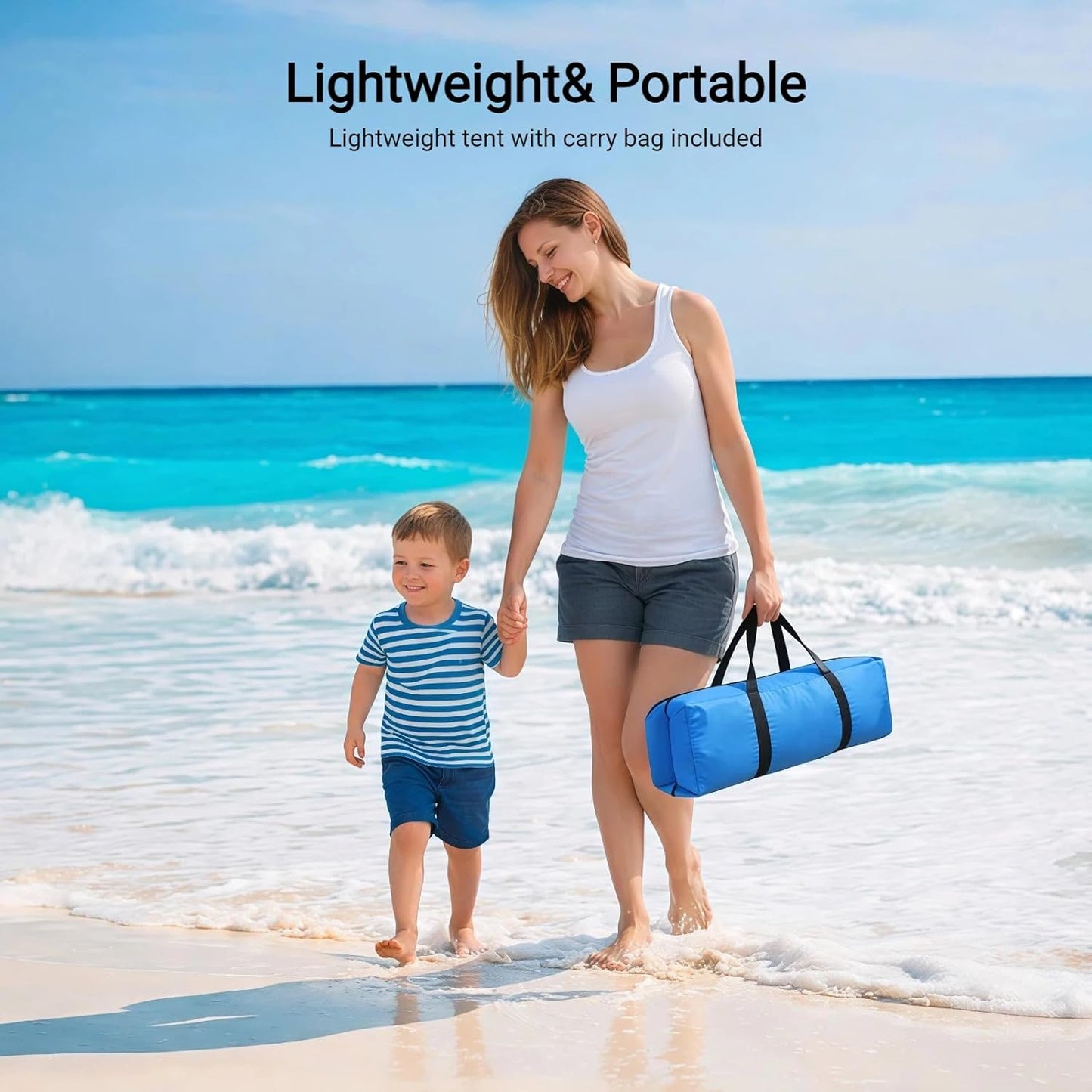 Portable Beach Tent - UPF 50+ UV Protection Sun Shelter for 2-8 People | Easy Setup Waterproof Canopy for Family Picnics & Fishing