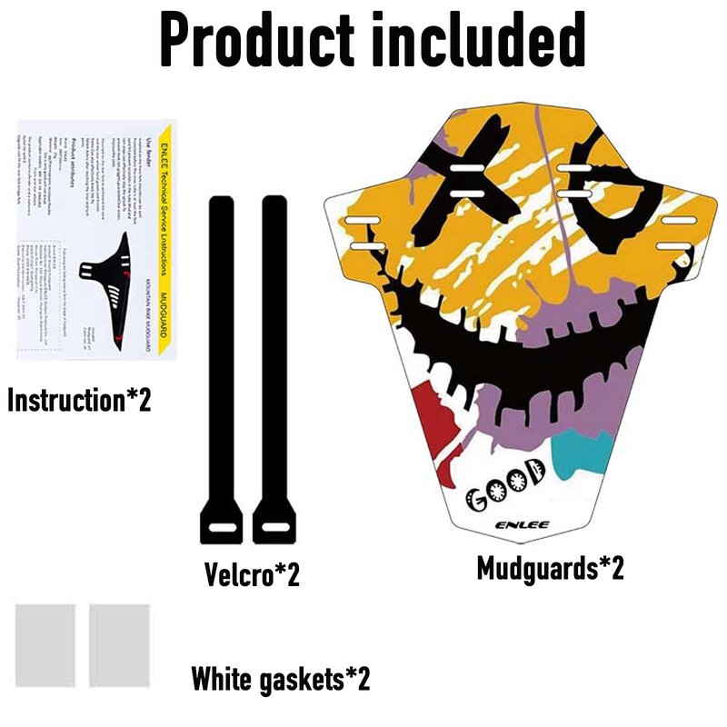 ENLEE 2PCS Mountain Bike Fenders Mud Guard, MTB Fenders Bicycle Mudguard-Protect You from Mud and Water Spray (Black-Yellow)