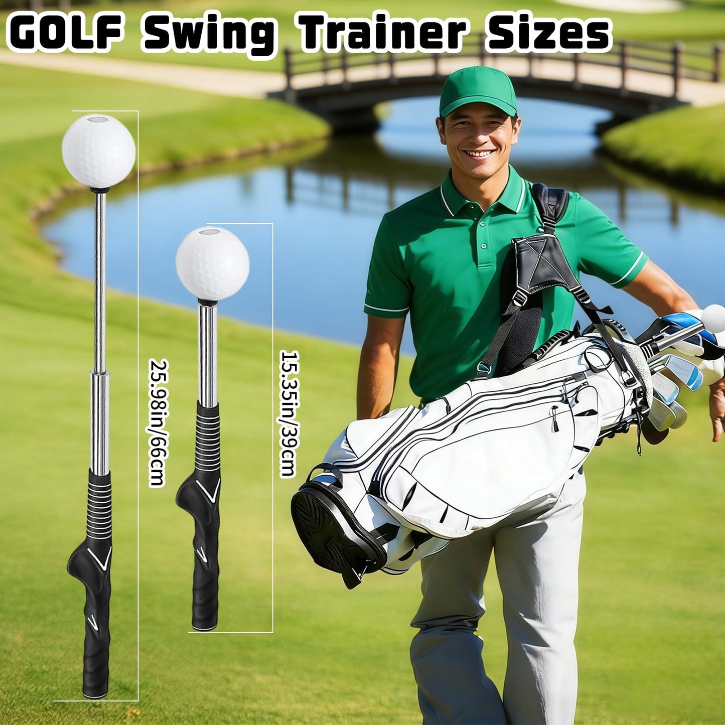 TOTITOM Retractable Golf Swing Training Aid, Golf Grip Trainer for Warm-up, Right-Handed Golf Club for Indoor & Outdoor Practice, Ideal for Beginners Improving Strength