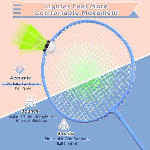 Chitidr 12 Pack Badminton Rackets Set Including Rackets, Nylon Shuttlecocks and Carry Bag for Outdoor Backyard Games Beginners(Multicolor)