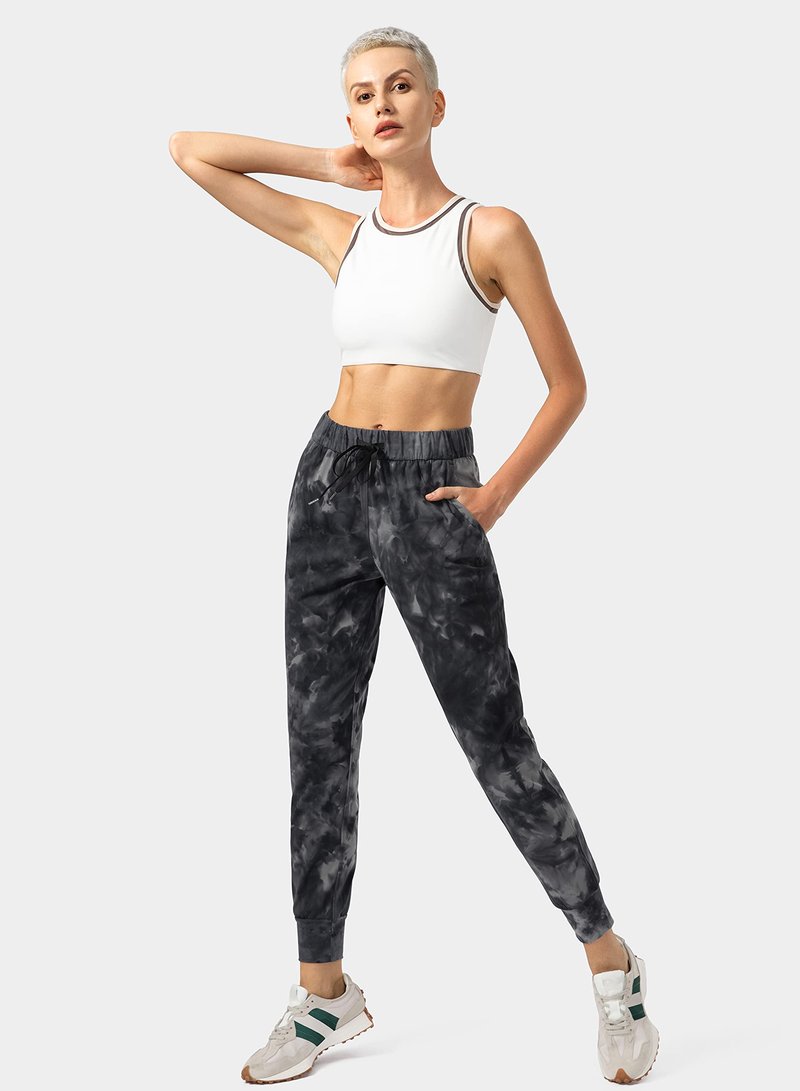 SANTINY Women's Joggers Pants Pockets Drawstring Running Sweatpants for Women Lounge Workout Jogging(Tie Dye Black_S)