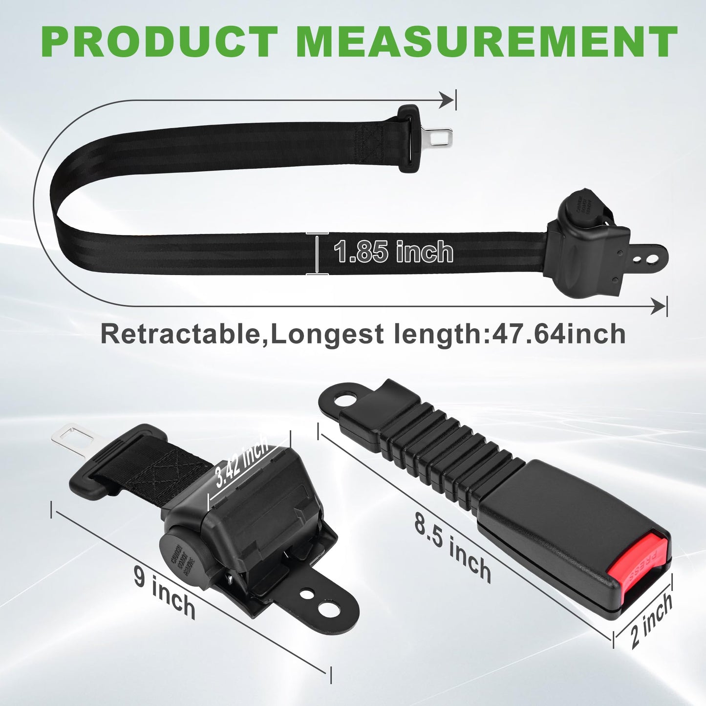 10L0L Golf Cart Front & Rear Seat Belt Kit for Yamaha, Club Car, EZGO Golf Cart Models,Universal Retractable Seat Belt Kit- 4PCS(Note: Without Mounting Bracket)