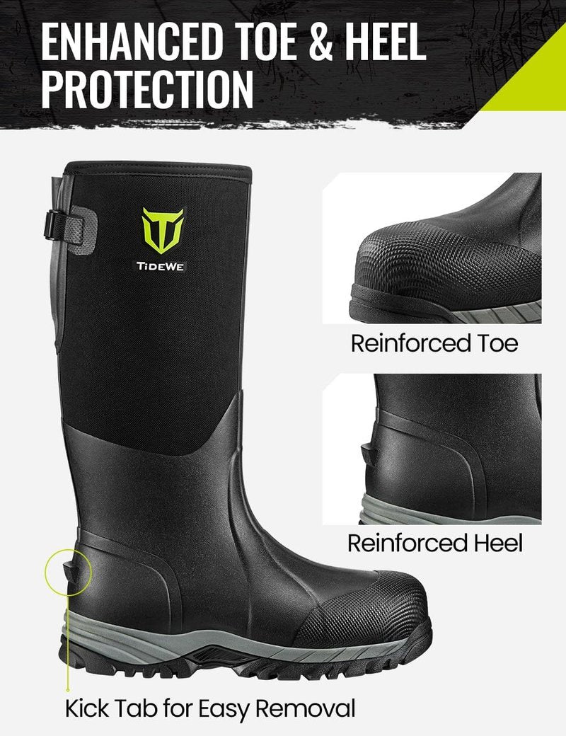 TIDEWE Men's Work Boots - Durable Waterproof Design | Sizes 7-13, Black