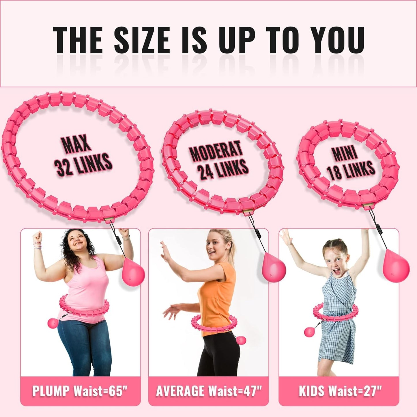 GKYET Quiet Hula Circle Hoops,65 inch 32 Knots Plus Size Hula Infinity Fitness Detachable Hoops. Exercise Hoop Suitable for Beginners - Red
