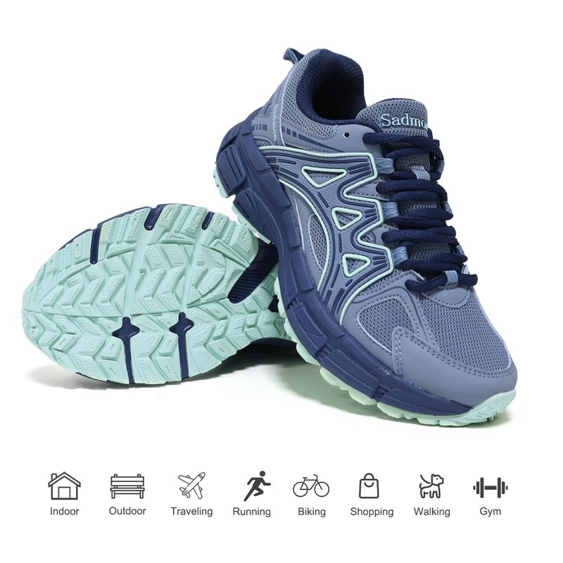 Sadmon Women's Non-Slip Trail Running Shoes Support Sneakers Tennis Shoes Casual Walking Sneakers ice-blue41