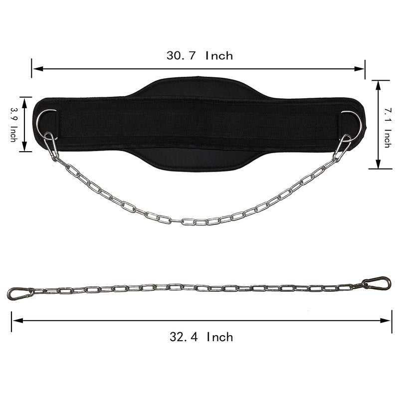 Weight Lifting Belt with Chain Fitness Dip Belt for Weightlifting Neoprene Support Weighted Pull Up Belt With Heavy Duty Steel Chain for Men Added Weight Training, Squat, Deadlift, Bodybuilding (B)