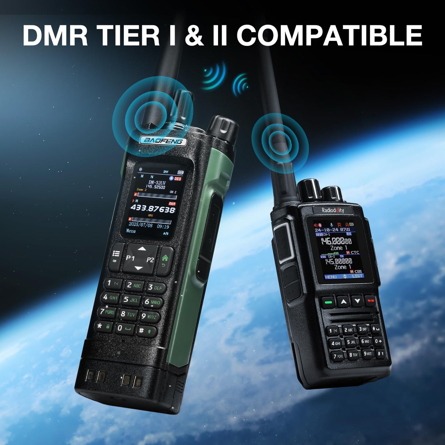 BAOFENG DM-32UV 10W DMR Radio, Long Range Ham Radio Handheld + Case Holder