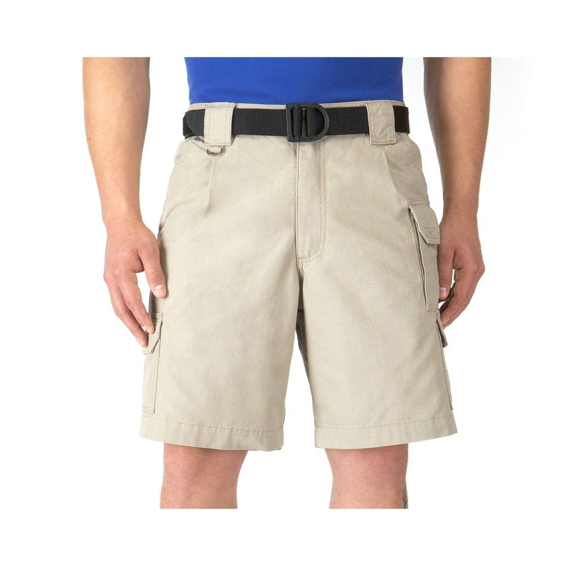 5.11 Tactical Men's 9-Inch Work Shorts, Cotton Canvas Fabric, Action Waistband, 7 Pockets, Khaki, 28, Style 73285