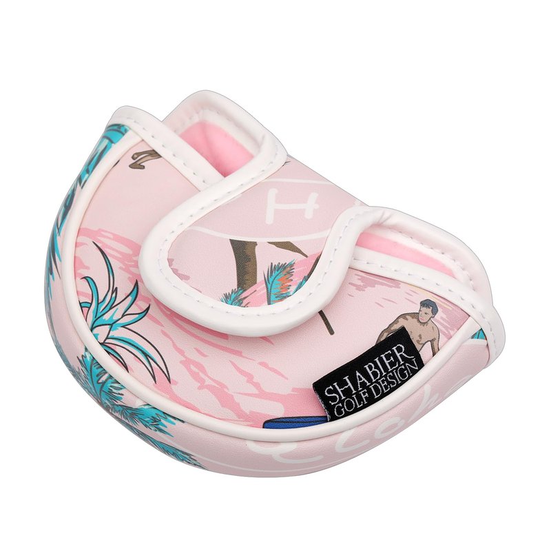 SHABIER Mid-Mallet Headcover with Pink Aloha Tropical Hawaii Surf Beach Design