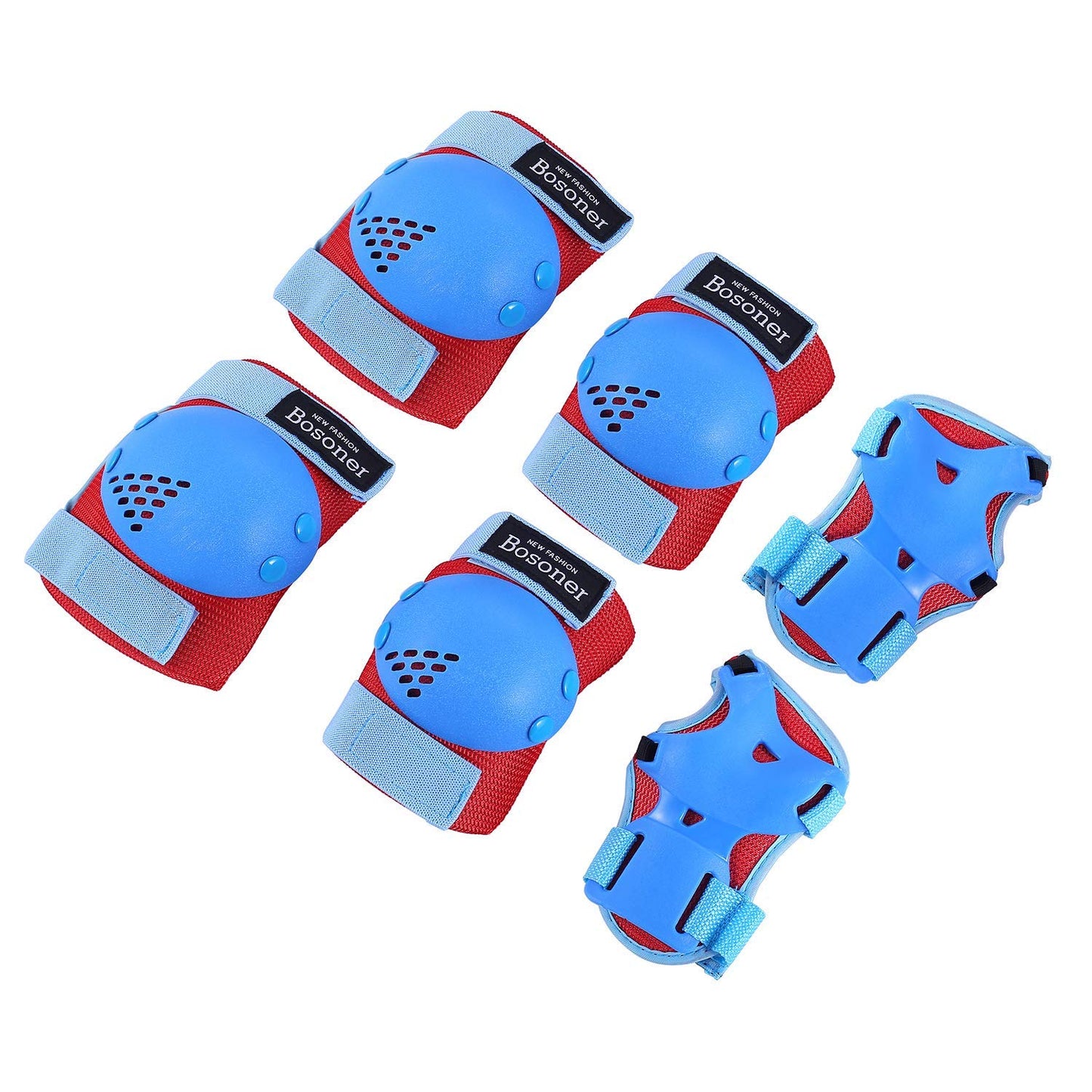 BOSONER Kids Knee Pads Set for 3-15 Year, Knee Elbow Pads and Wrist Guards for Boys/Girls, Child Protective Gear for Biking, Skating, Skateboarding, Roller Skating, Cycling, Scooter