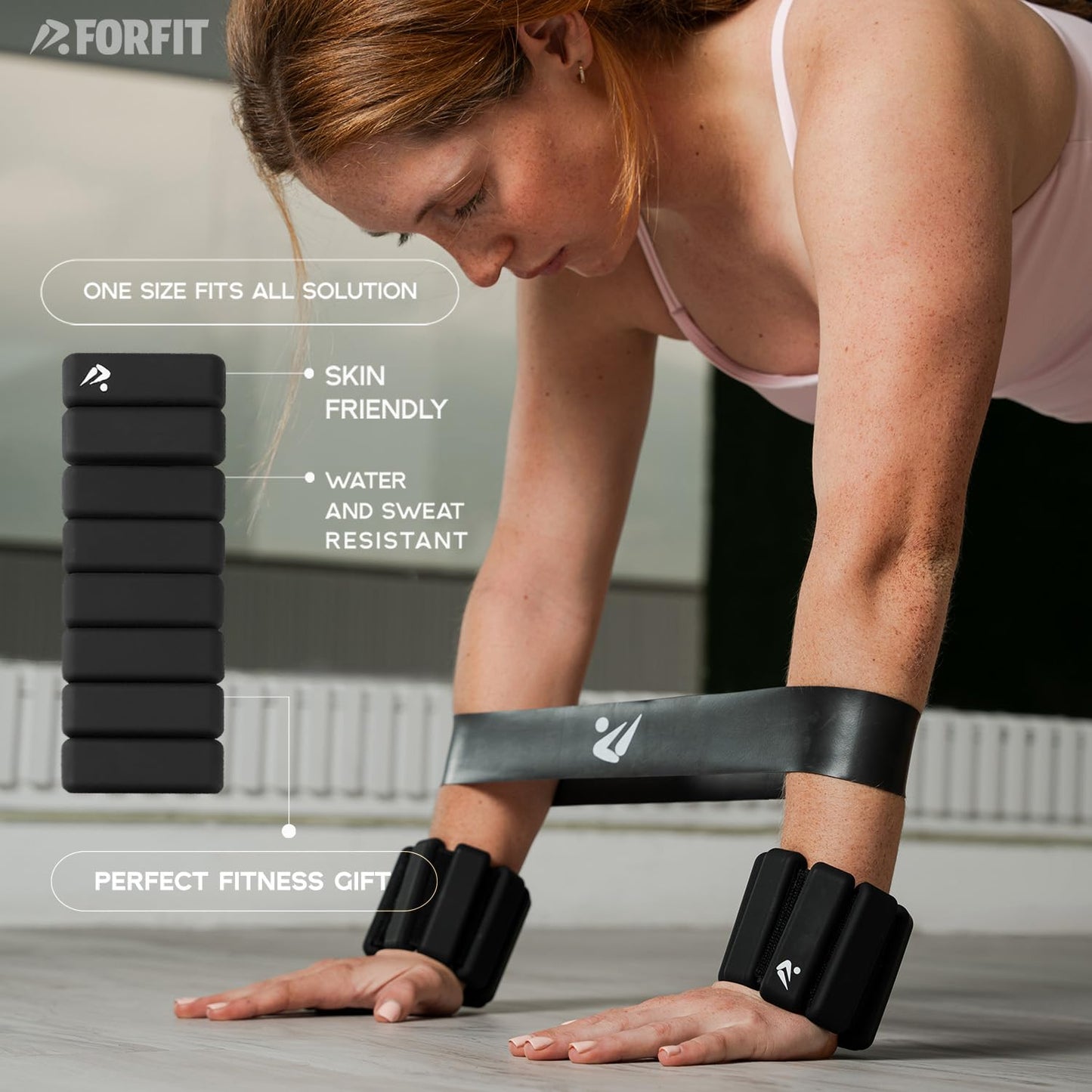 Wrist Weights | Ankle Weights for Women and Men - 2LB Pair (1LB Each) with Resistance Bands | Weights Dumbbells set for Yoga, Pilates, Physical Therapy, Walking | Adjustable Dumbbells Sets for Gym & Home (Rectangular Rose)