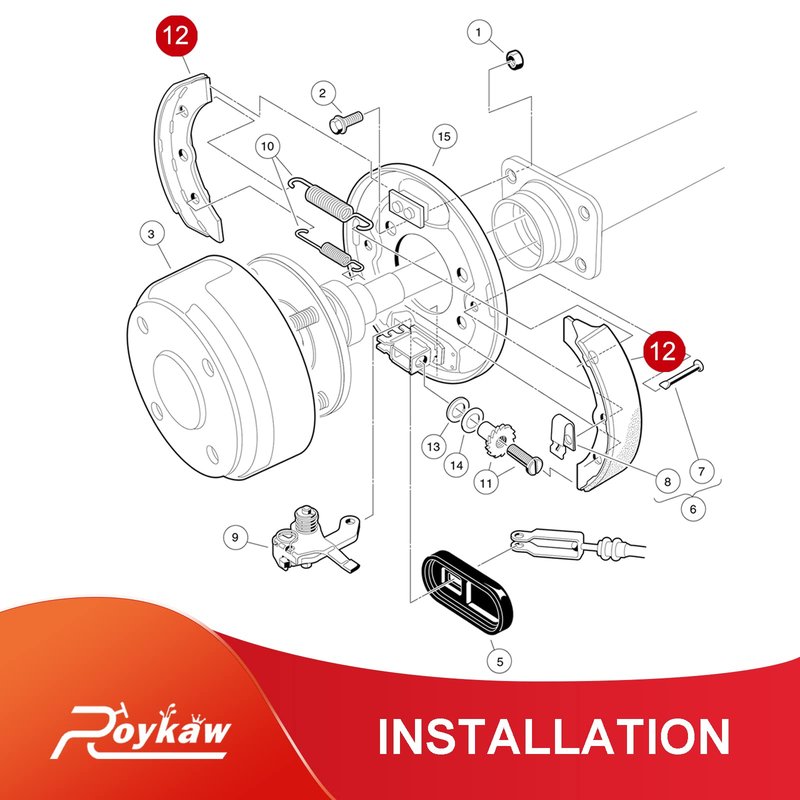 Roykaw Golf Cart Brake Pads Shoes for Club Car DS & Carryall 1981-1994 Models, Manual Adjust, Replaces OEM # 1011463, 1011296, 1011433, 1015757, 101880701, (4 Long)