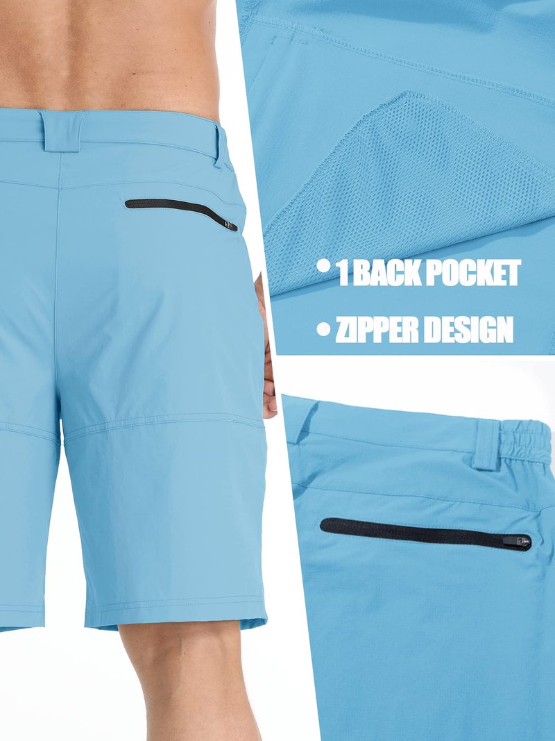 TACVASEN Mens 10" Hiking Shorts Golf Outdoor Lightweight Quick Dry Summer Casual Dress Fishing Shorts with Zipper Pockets Sky Blue 36