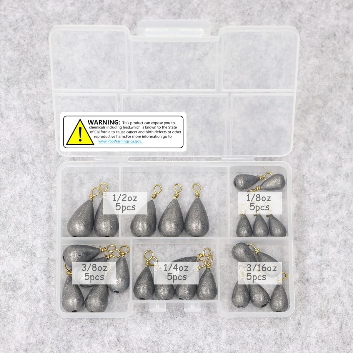 Fishing Weights Sinkers Kit - 25-Piece Assorted Bass & Catfish Weights for Saltwater & Freshwater Fishing