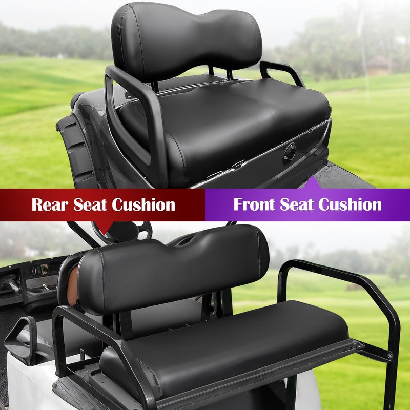 PZWLI 4PCS Golf Cart Seat Covers Kit,Front and Rear Seat Cover for Club Car Precedent Standard Cushion,Smooth and Simple Style, Waterproof Replacement Seat Cover(Black)
