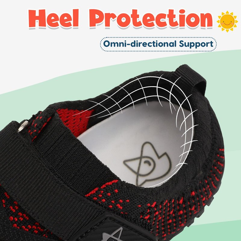 LeIsfIt Kids Shoes Girls Boys Wide Shoes Kids Barefoot Sneakers Lightweight Hiking Shoe for Toddler Little Big Kid RedBlack 4 Big Kid