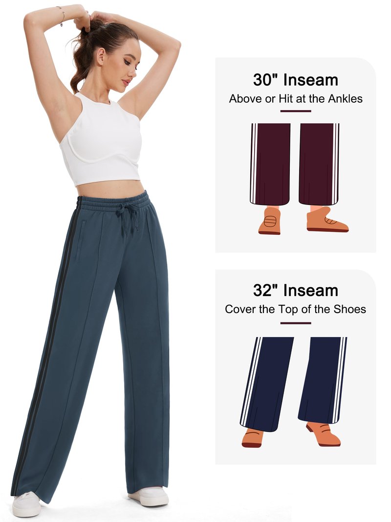 Tapata Women's 28" Inseam Petite Track Pants Loose Straight Leg Jogging Sweatpants Warm-Up Sports Athletic Running, Dark Grey, M